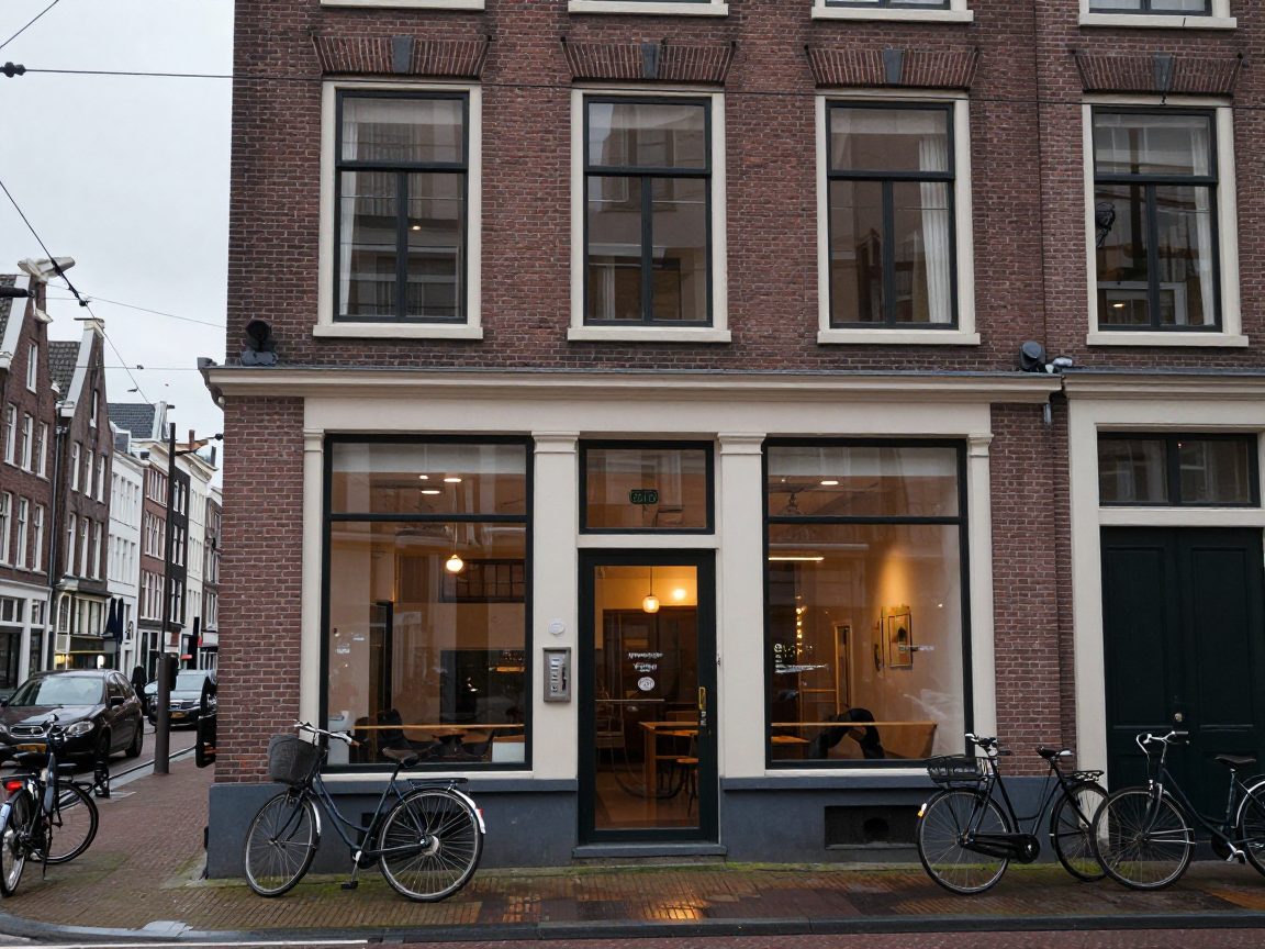 Gevel en ingang van studio aan Wibautstraat Amsterdam.
